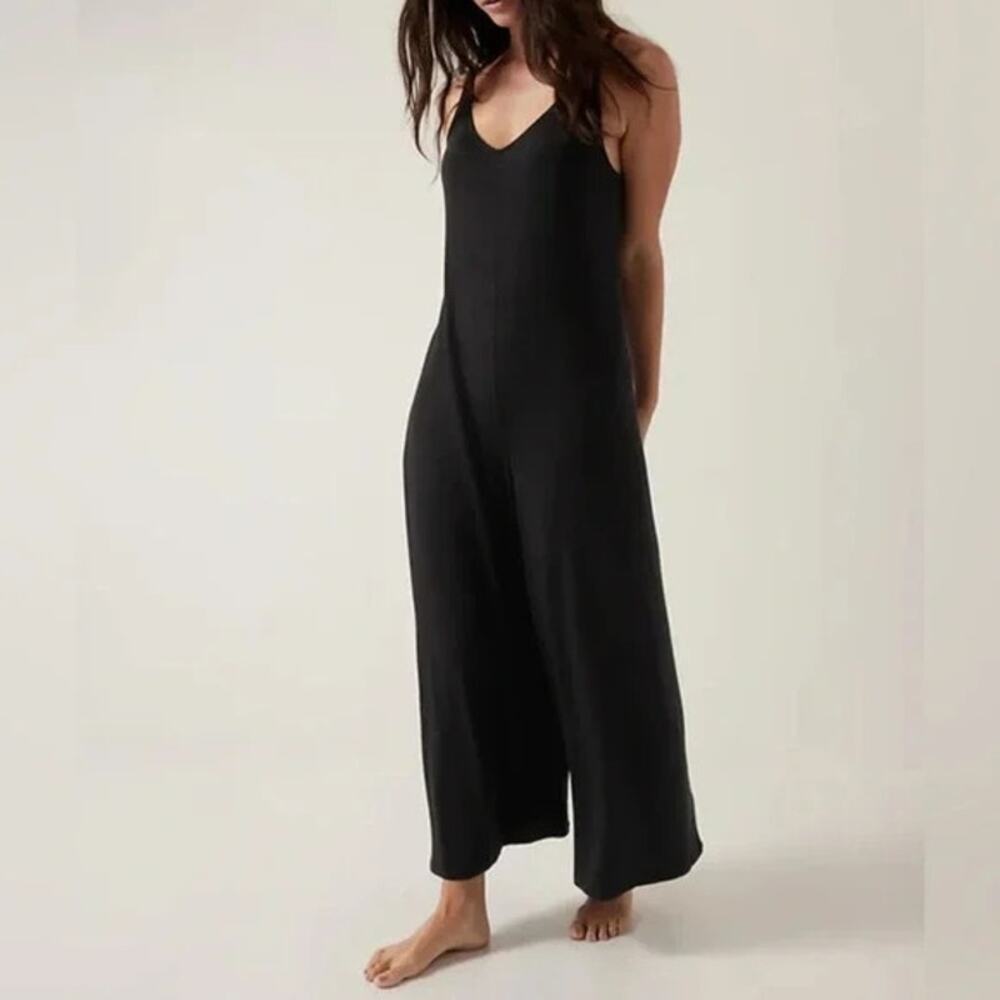 Athleta Nighttime Bliss Sleep Romper Black Womens Small Jumpsuit Sleepwear Sleep